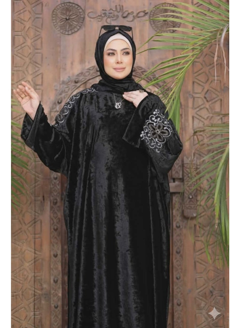 Women's prayer abaya with headscarf – Gulf style with a gorgeous pattern – very chic – black - Image 5
